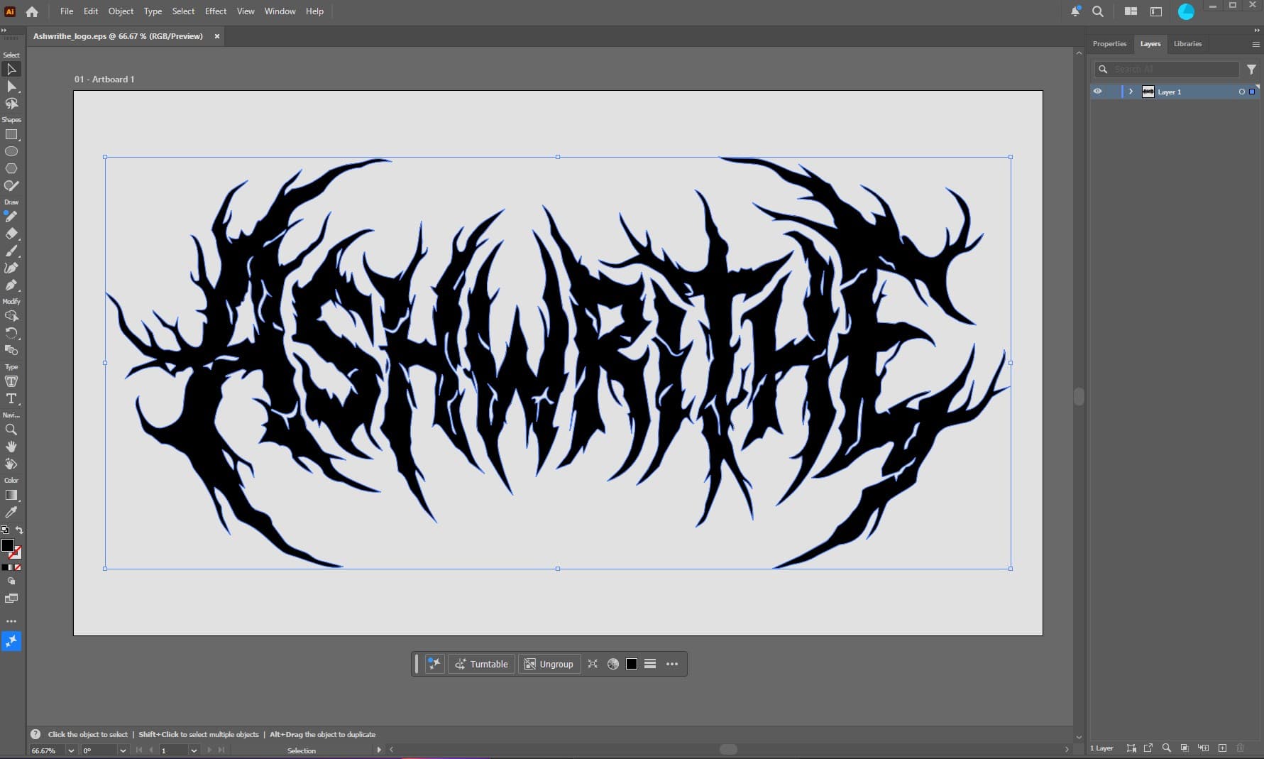 Ashwrithe logo created in Adobe Illustrator